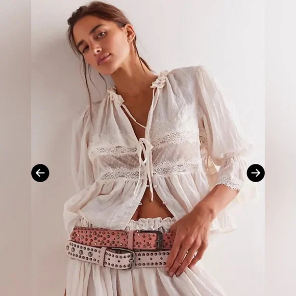 NWT FREE PEOPLE INTIMATELY Forever Young Bed Jacket | White Alyssum - Picture 6 of 16